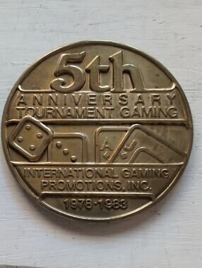 Vintage 1978-1983 Brass Token 5th Anniversary of Tournament Gaming Rare 2"